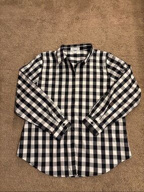 Coldwater Creek Black and White Buffalo Check Button-Down Shirt